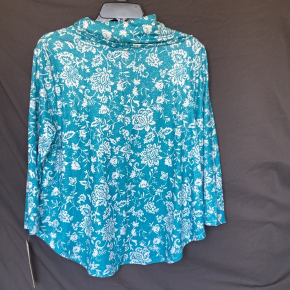3/$45 Ruby Rd top metallic floral print pullover w stretch casual office PL - Picture 7 of 17